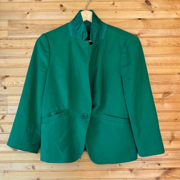 The Limited Blazer Green Polka Dot Collar Striped Lining Shoulder Pads Sz Large - Picture 1 of 9